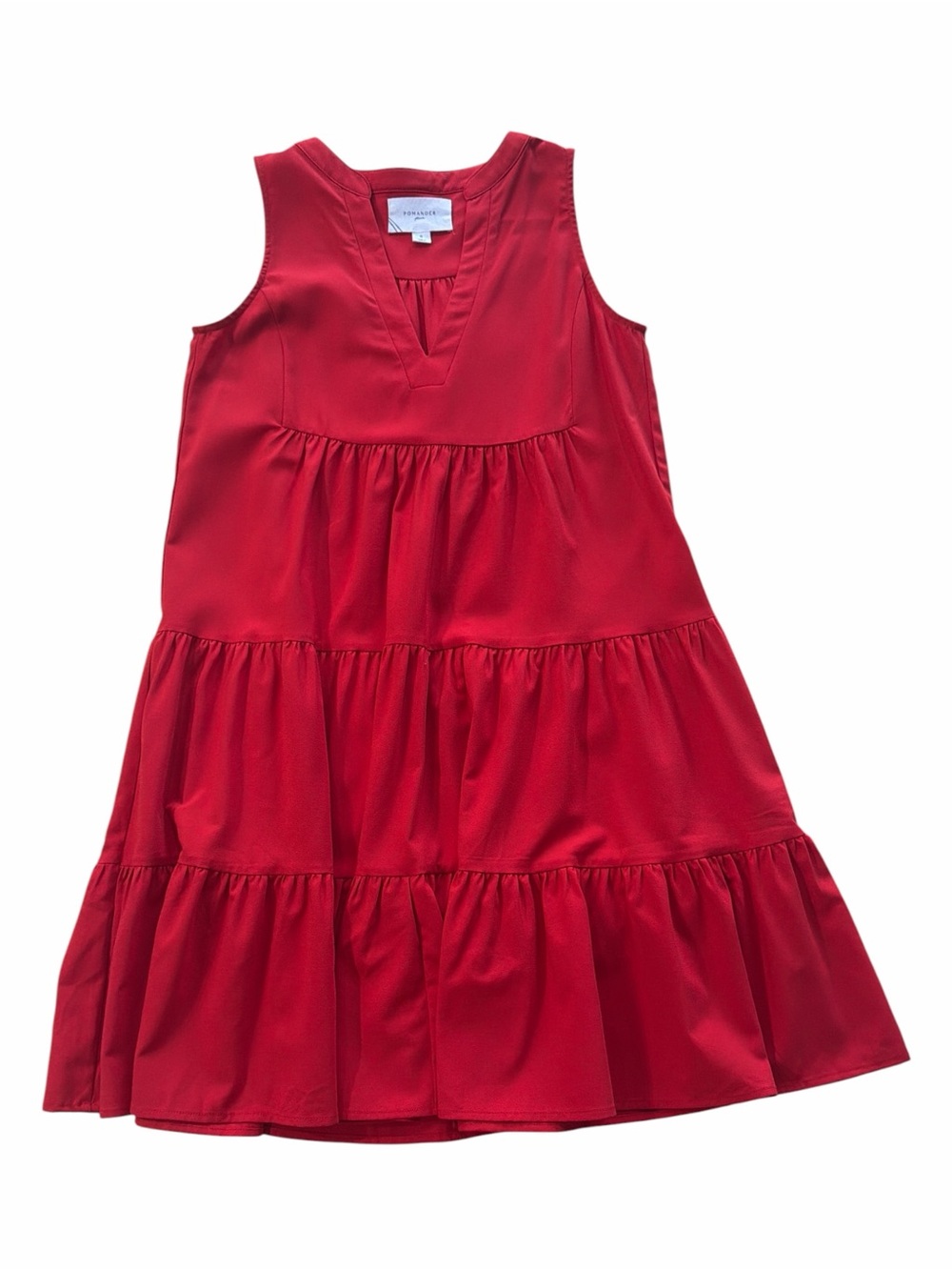 Pomander Place Sleeveless Classic Red Tiered Dress